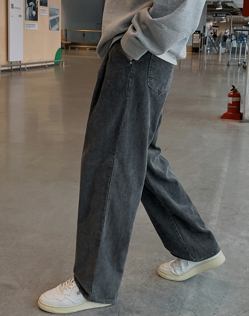 Corduroy Straight Wide Pants