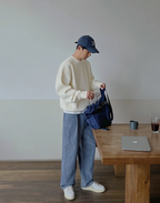 Corduroy Straight Wide Pants