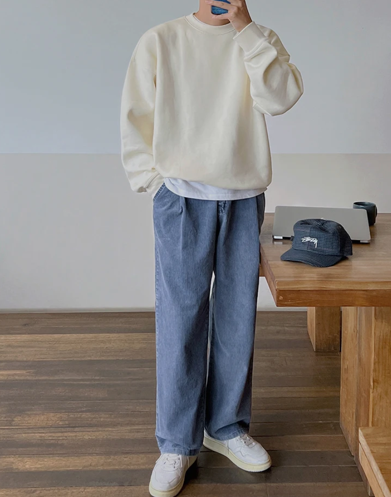 Corduroy Straight Wide Pants