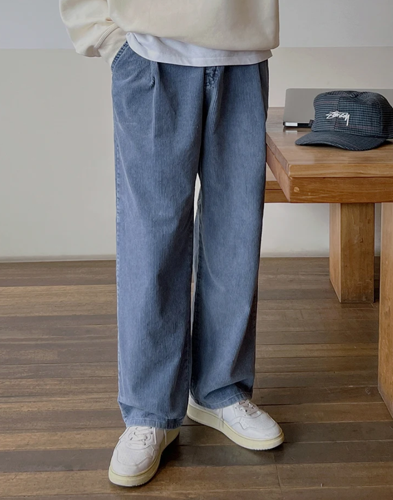 Corduroy Straight Wide Pants