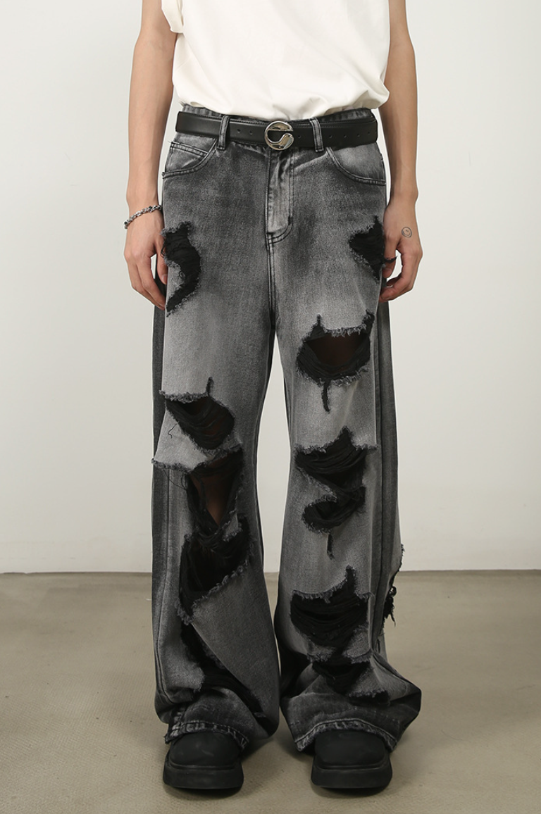 Damage Wide Jeans