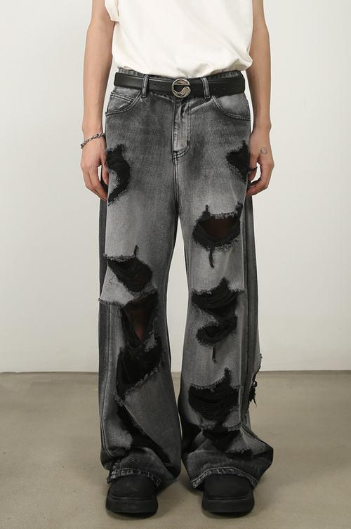 Damage Wide Jeans