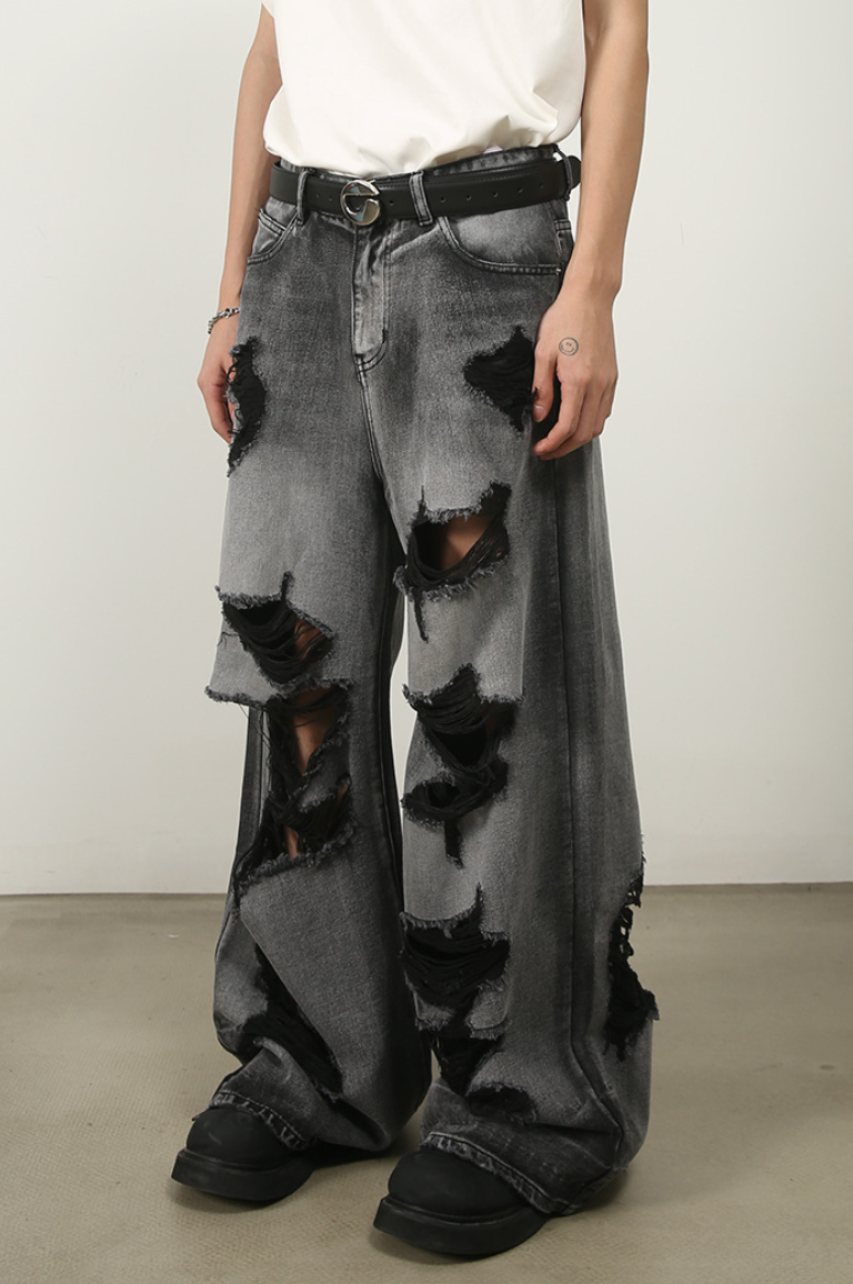 Damage Wide Jeans