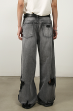 Damage Wide Jeans