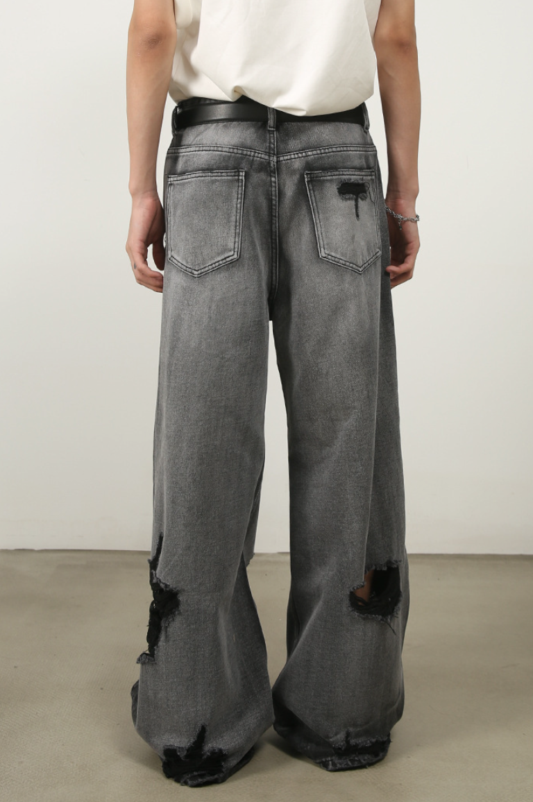 Damage Wide Jeans