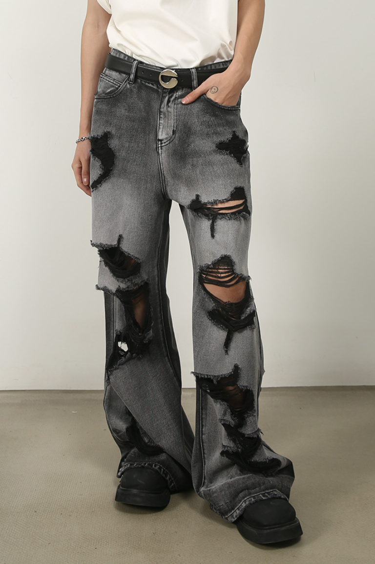 Damage Wide Jeans