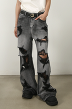 Damage Wide Jeans