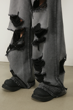 Damage Wide Jeans
