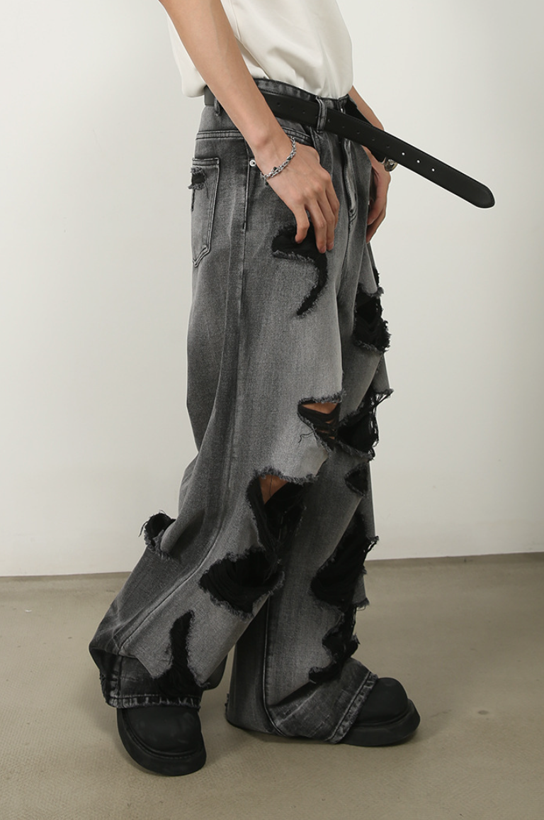Damage Wide Jeans