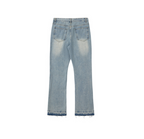 Distressed straight denim pants