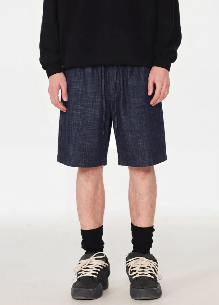 Elastic waist denim shorts