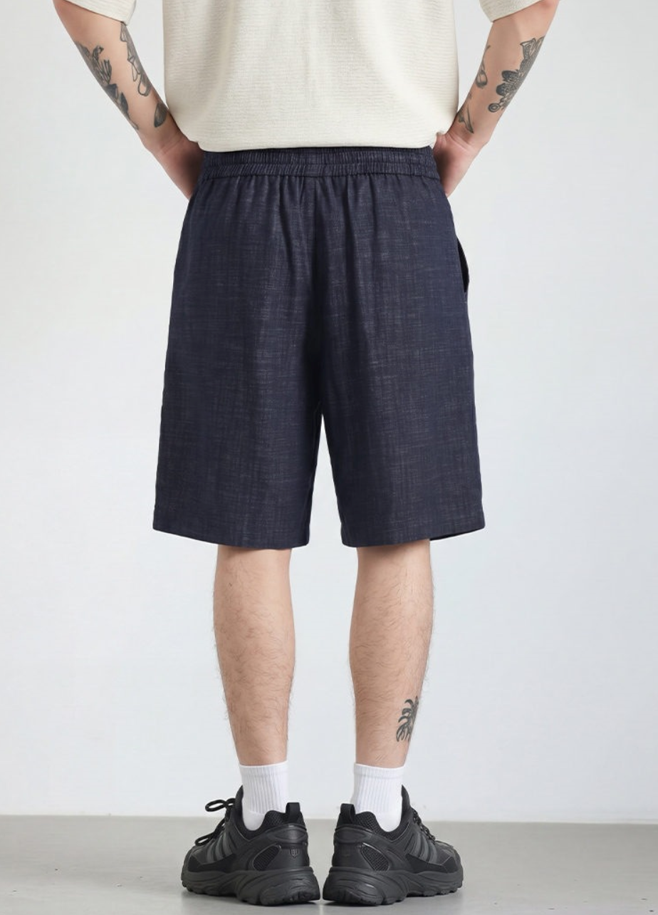 Elastic waist denim shorts