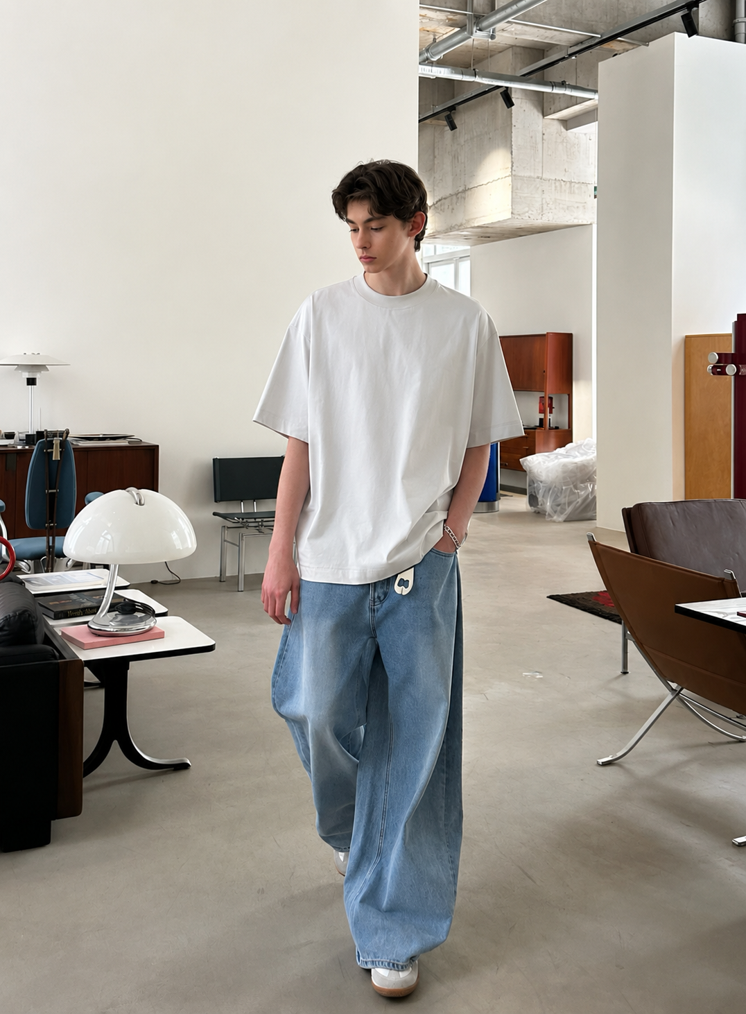 Old wash scimitar jeans
