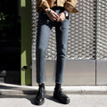 Skinny denim with damage