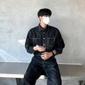 Denim shirt set up