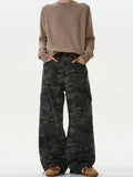 Camouflage wide denim pants