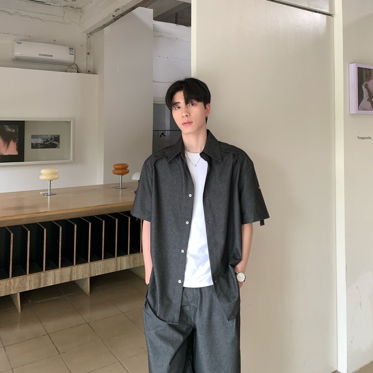 Cropped shorts and shirt set