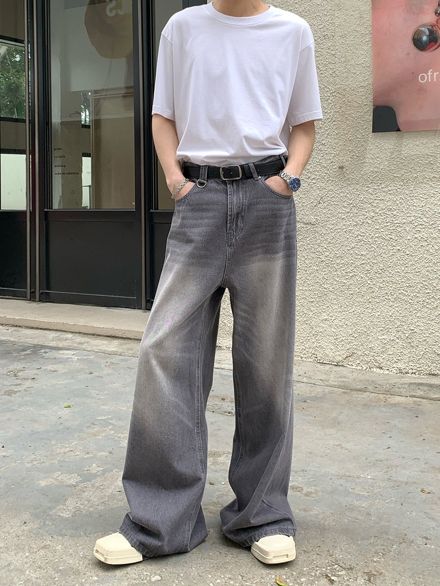 ウォッシュ加工ワイドデニムパンツ /  denim pants