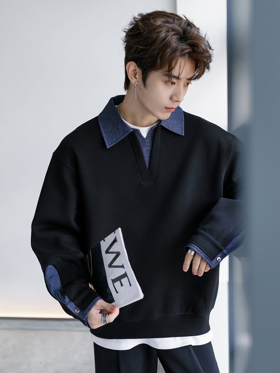 Denim shirt sweatshirt