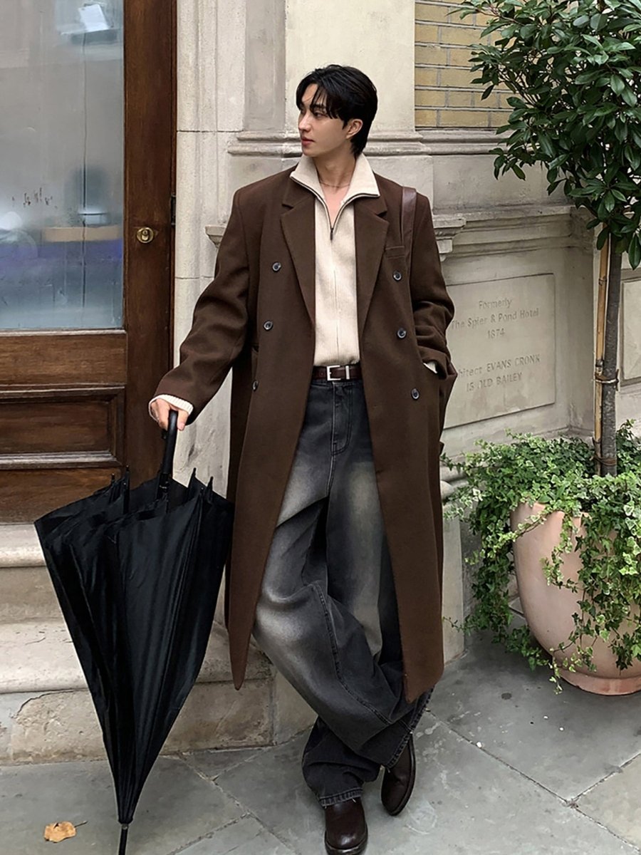 Double-breasted long coat