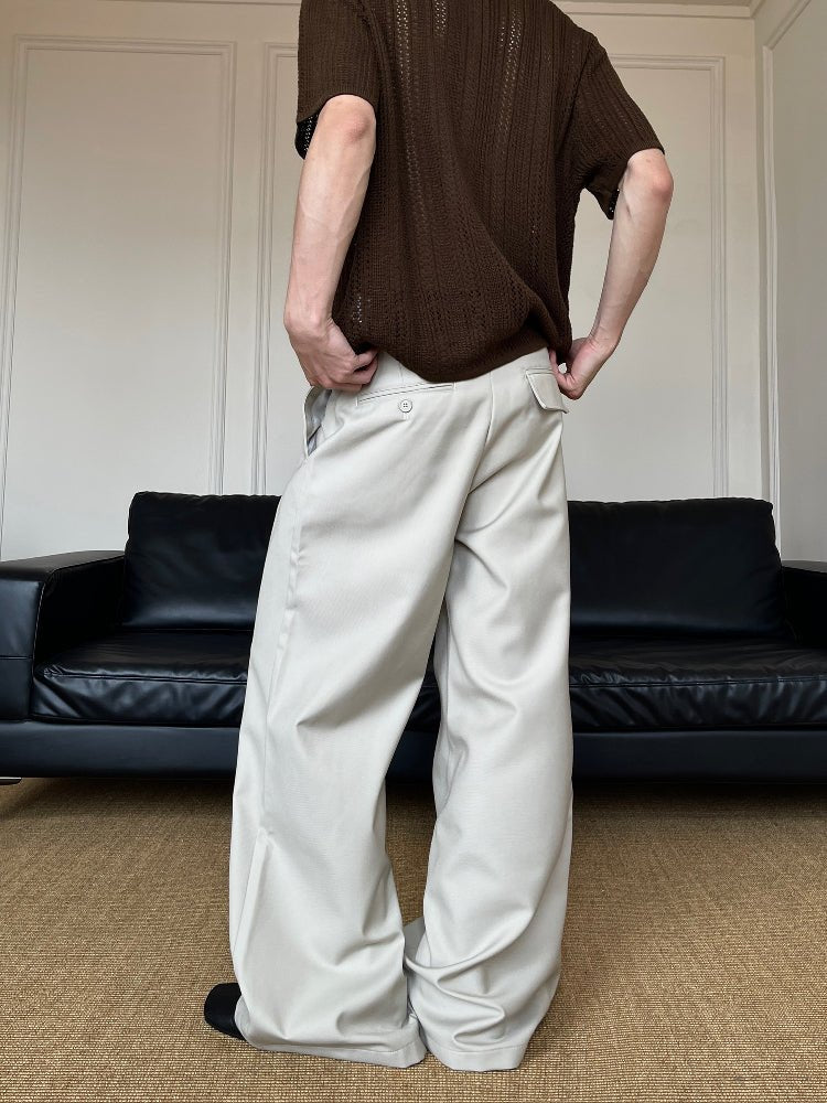 Double pleated straight pants
