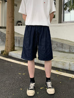 Elastic waist denim shorts