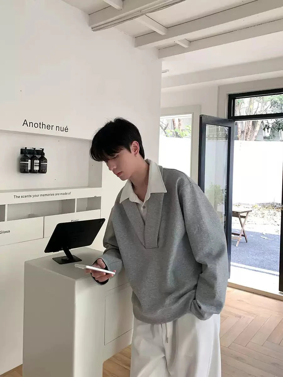 Fake two-piece shirt sweatshirt