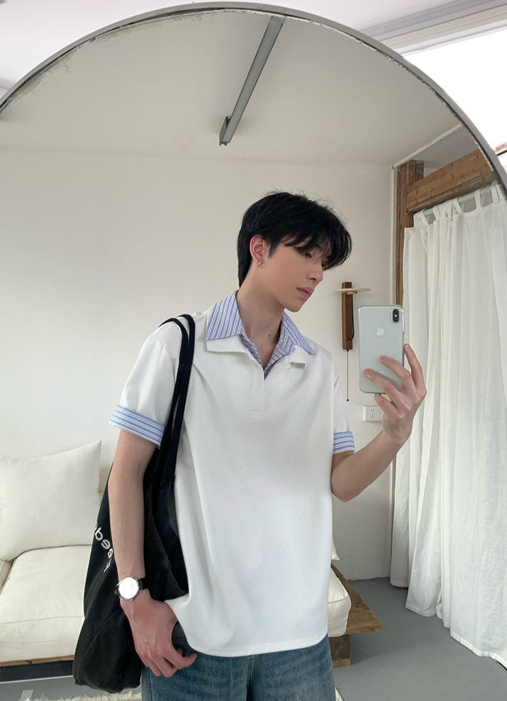 Fake two-piece short sleeve sweatshirt