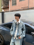 Faux layered shirt denim jacket