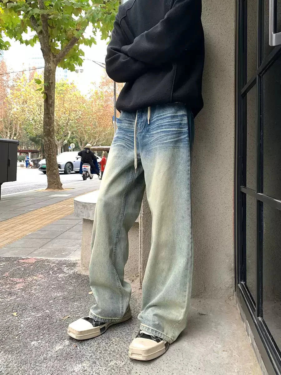 Gradient wide denim pants