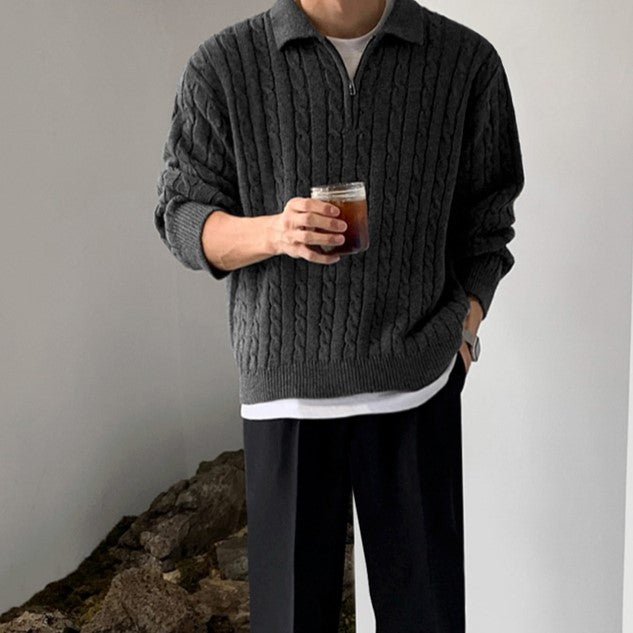 Half zip knit polo shirt