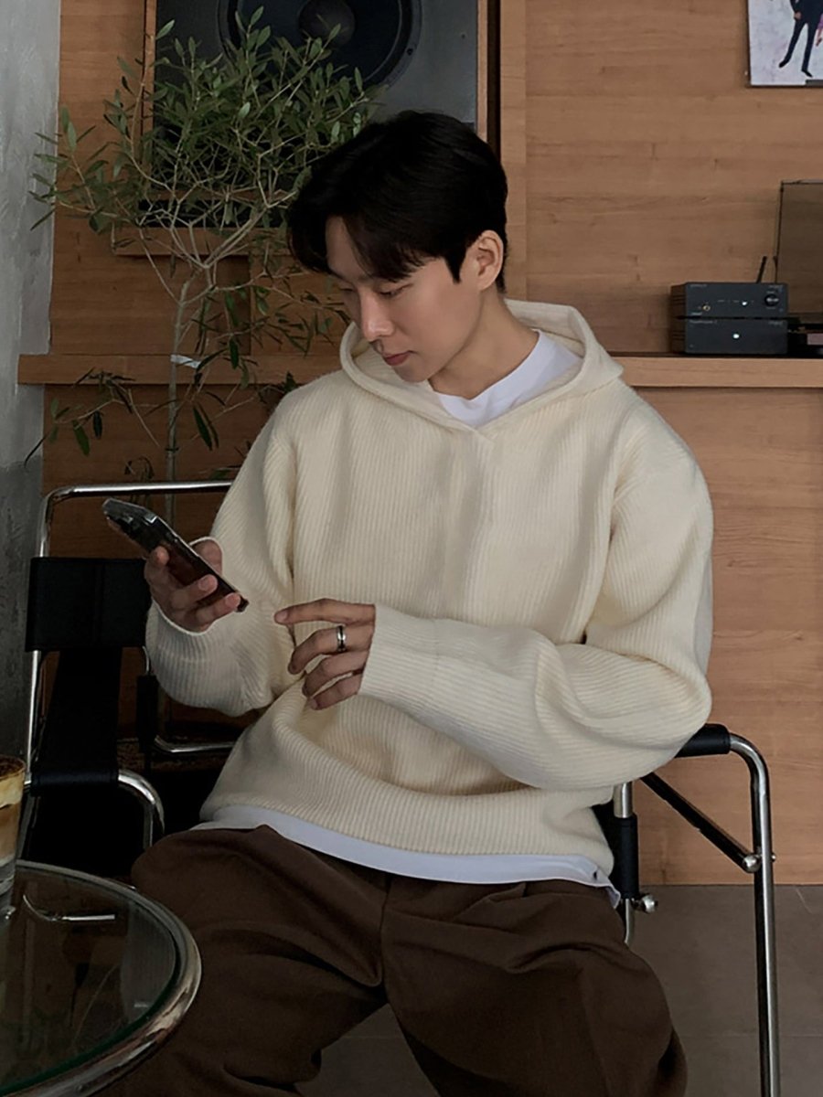 Hooded knit sweater