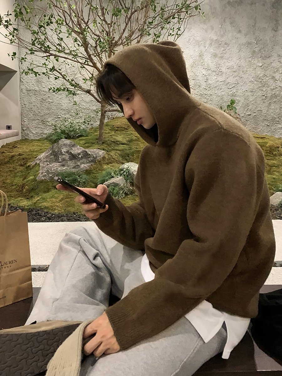 Hooded knit sweater