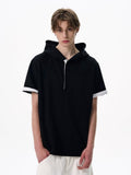 Hooded Tee / フード Tシャツ メンズ 半袖 ハーフボタン プルオーバー 配色
