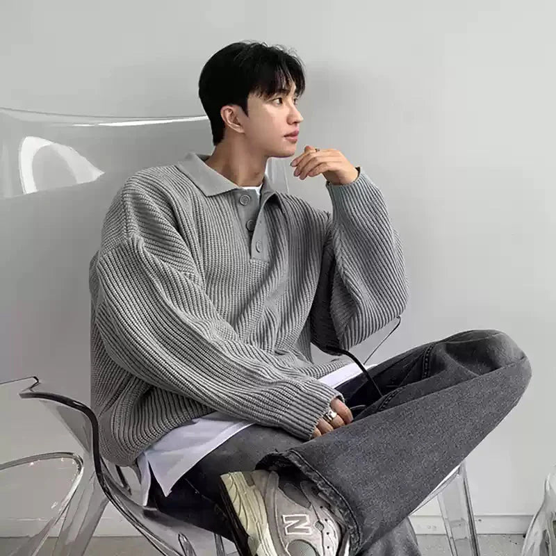 Knit polo sweater