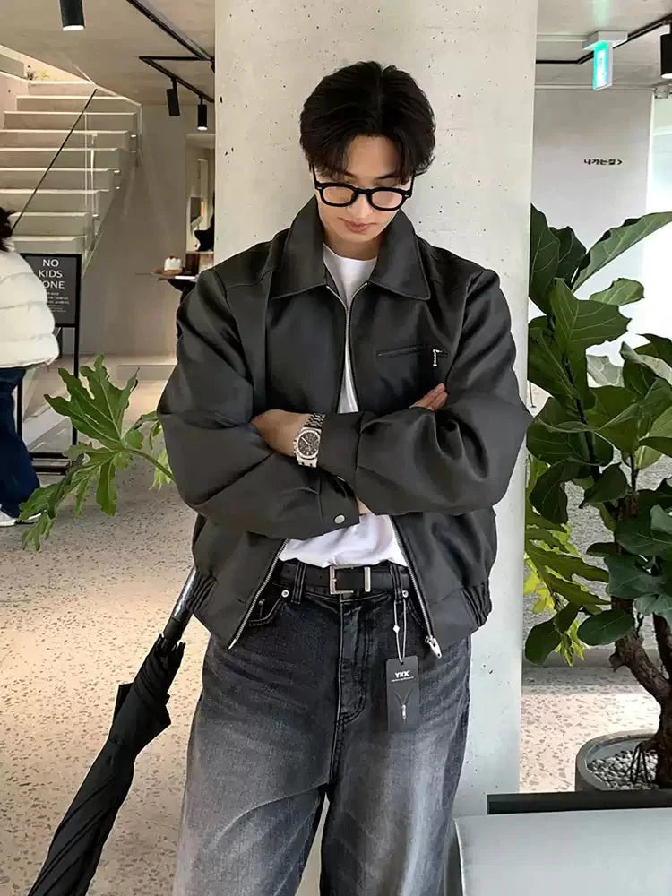 Leather coach jacket