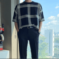 Loose striped knit shirt