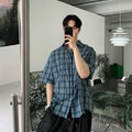 Retro blue plaid shirt
