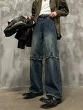 Retro wash denim pants