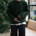 Round neck twist sweater