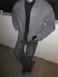 Stand collar denim jacket