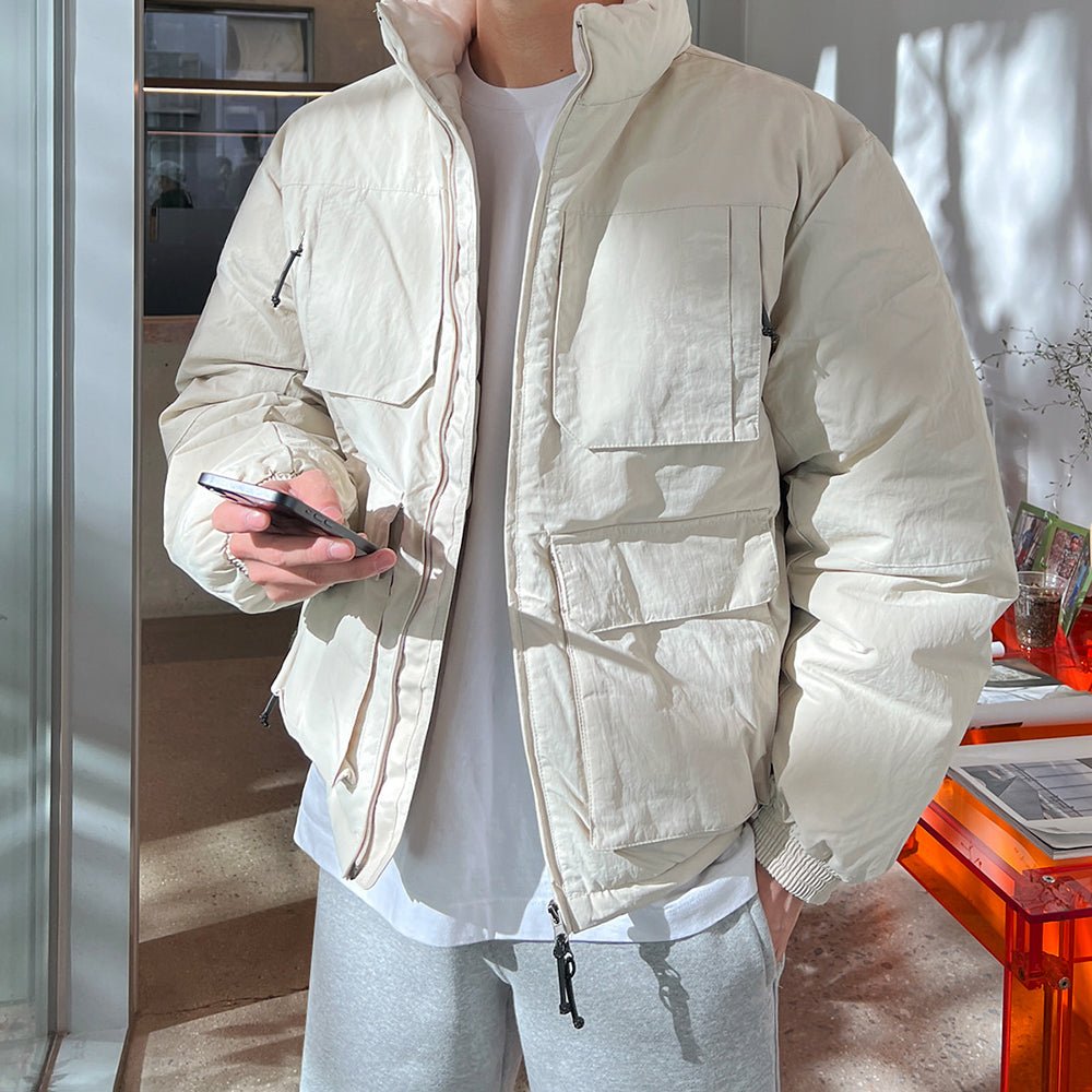 Stand collar pocket down coat