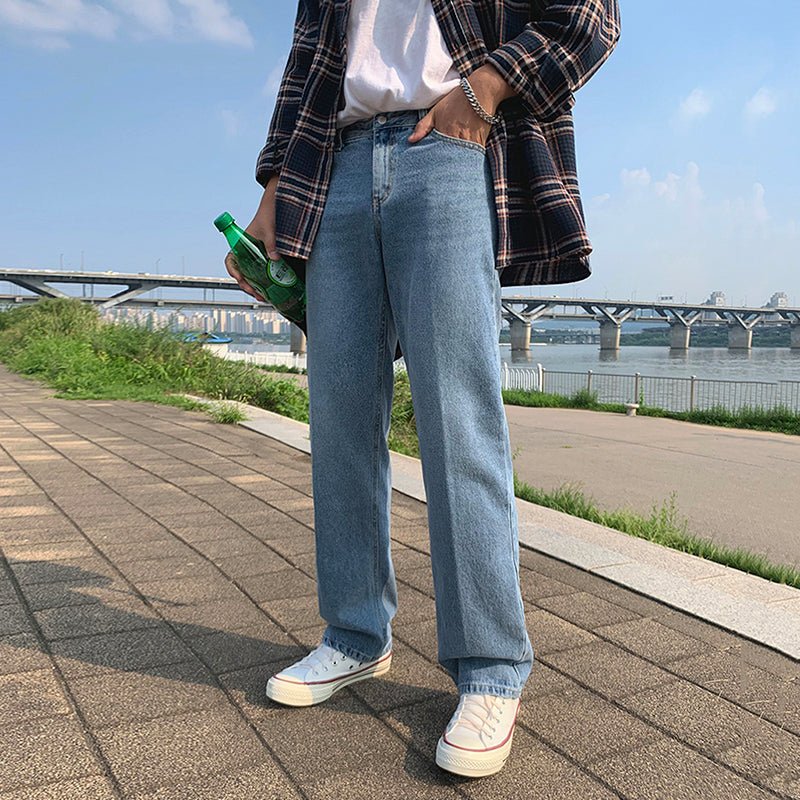Straight denim pants