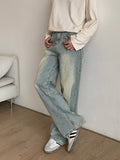 Straight wide denim pants
