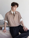 Striped short sleeve tie shirt