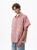 サマーチェック半袖シャツ メンズ リネンブレンド / Summer Check