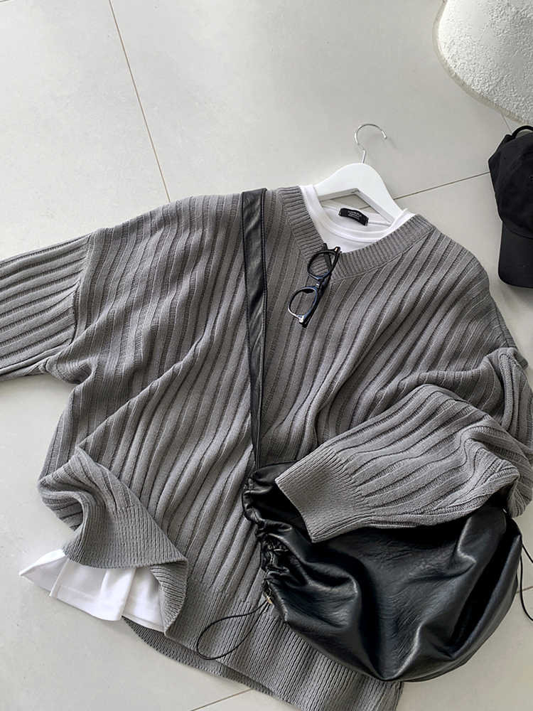 V-neck knit sweater