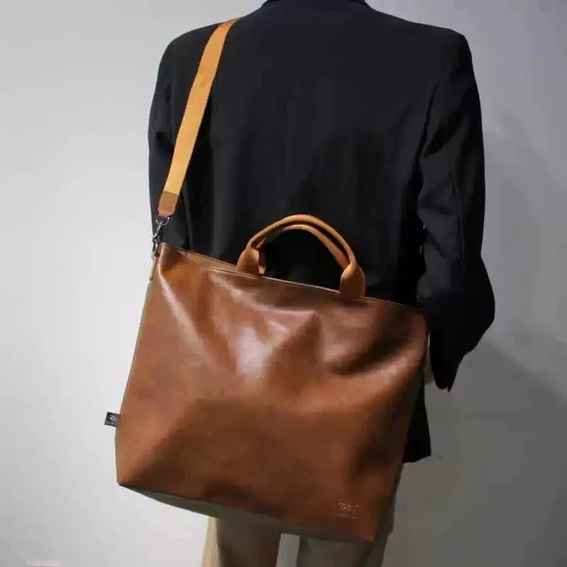 Versatile Leather Shoulder Bag with Handles
