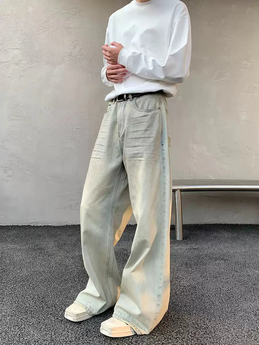 Washed straight jeans